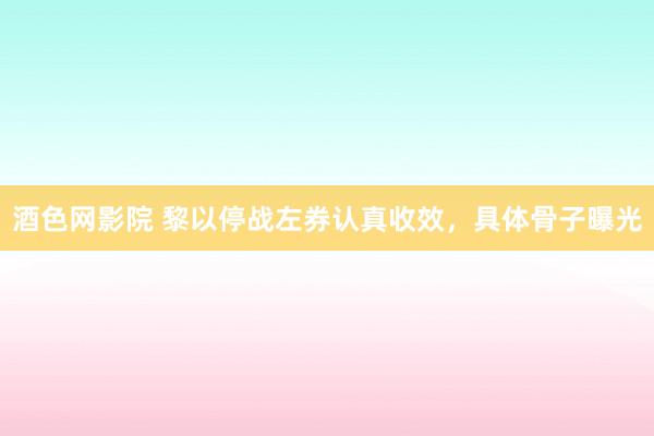 酒色网影院 黎以停战左券认真收效，具体骨子曝光