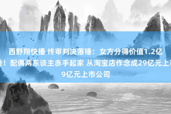 西野翔快播 终审判决落锤：女方分得价值1.2亿元股份！配偶两东谈主赤手起家 从淘宝店作念成29亿元上市公司